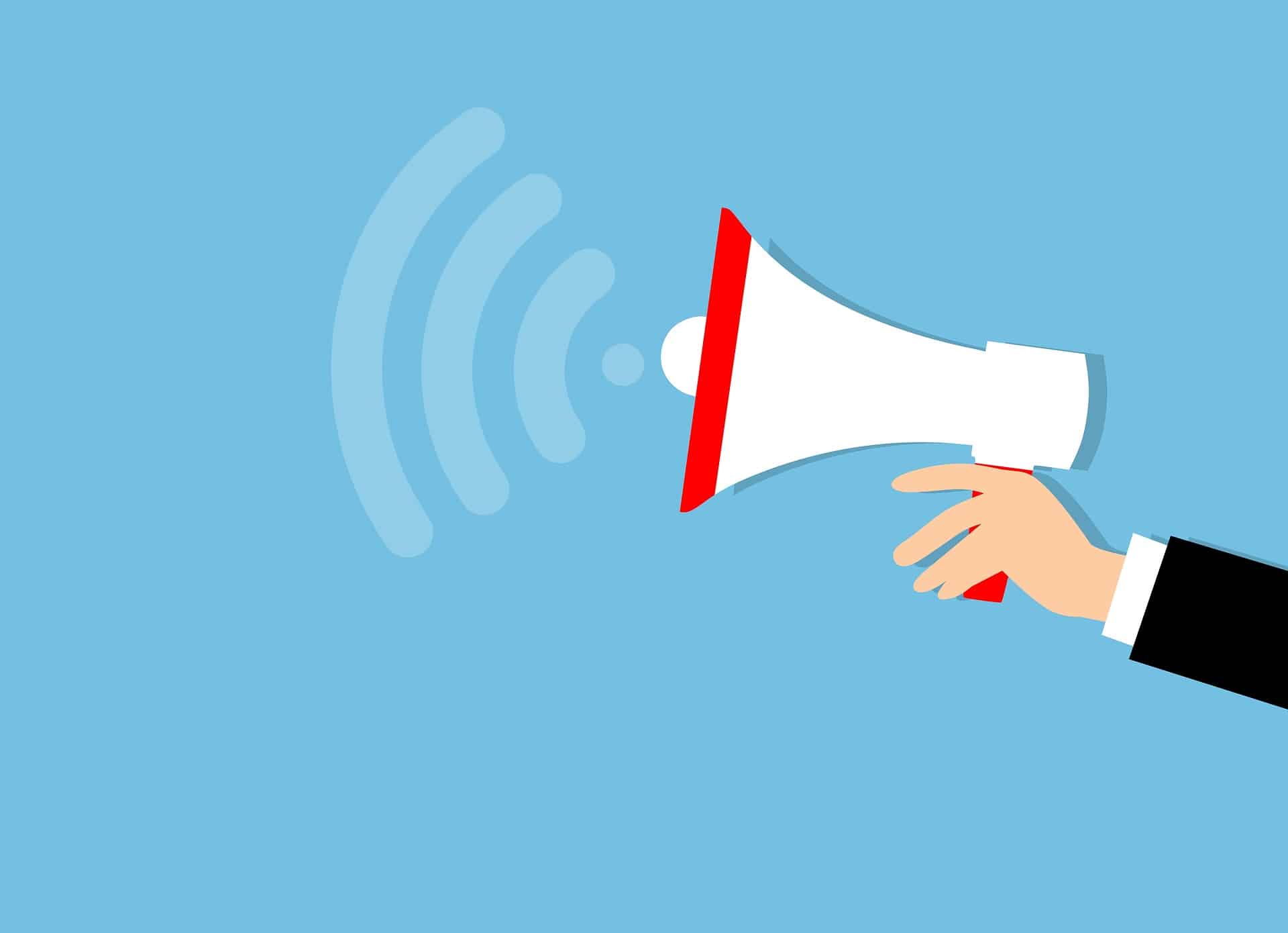 Bullhorn in a hand
